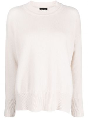 Плетен пуловер с кръгло деколте Roberto Collina бяло