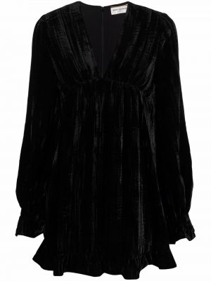 Коктейлна рокля с v-образно деколте Saint Laurent черно