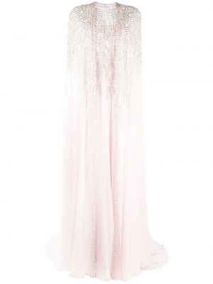 Вечерна рокля с кристали Dina Melwani розово