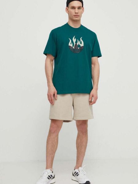 Tricou din bumbac cu croială lejeră Adidas Originals verde