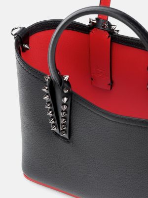 Kožená kožená kožená nákupná taška Christian Louboutin čierna