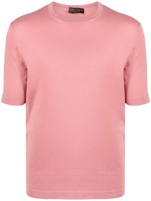 Kokvilnas t-krekls ar apaļu kakla izgriezumu Dell'oglio rozā