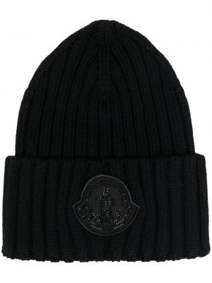 Плетена шапка Moncler черно