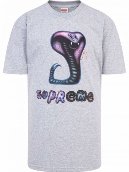 Camiseta de estampado de serpiente Supreme gris