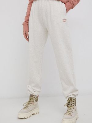 Reebok Classic pamut nadrág H49252 krémszínű, női, melange