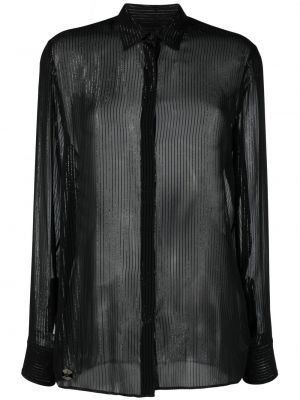 Pérová priehľadná košeľa na gombíky Philipp Plein čierna