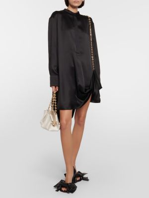 Копринена сатенена макси рокля Loewe черно