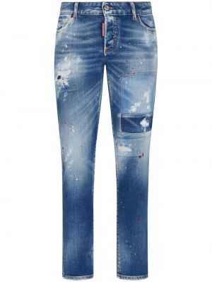 Skinny fit džinsai su nubrozdinimais slim fit Dsquared2 mėlyna