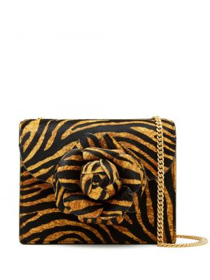 Δερμάτινη τσάντα με σχέδιο με ρίγες τίγρη Oscar De La Renta