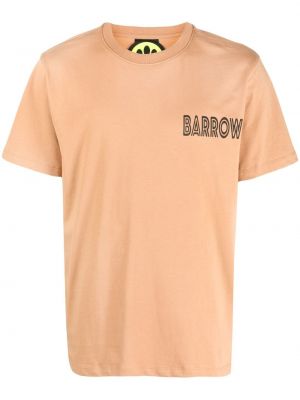 Памучна тениска с принт Barrow кафяво