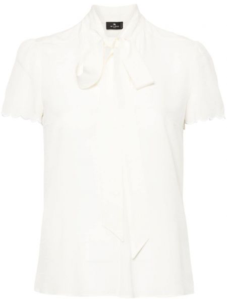 Μεταξωτή μπλούζα με φιόγκο Etro λευκό