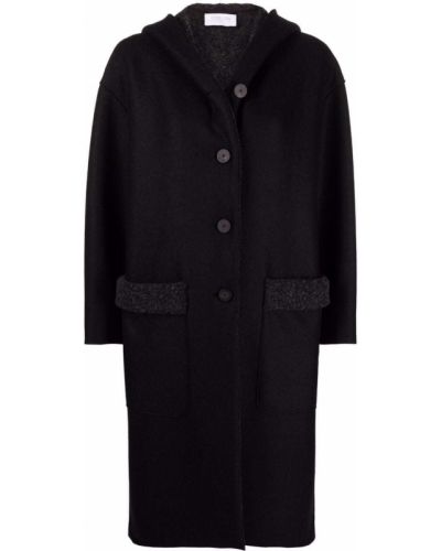 Abrigo con botones con capucha Harris Wharf London negro