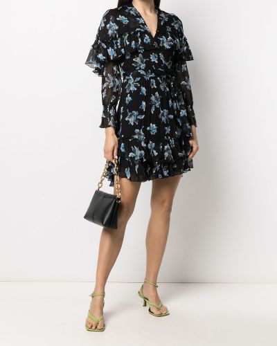 Vestido de cóctel de flores Dvf Diane Von Furstenberg negro