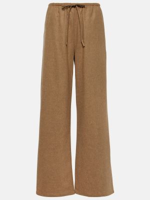 Pantalones de lana de cachemir con estampado de cachemira Asceno beige