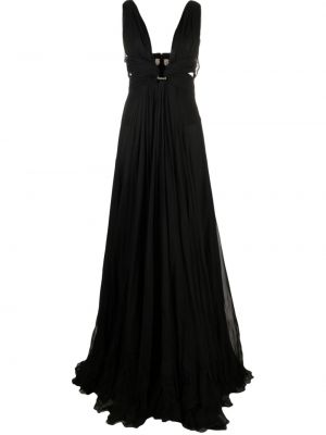 Večernja haljina s draperijom Roberto Cavalli crna