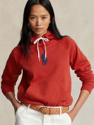 Bluza z kapturem bawełniana Polo Ralph Lauren czerwona