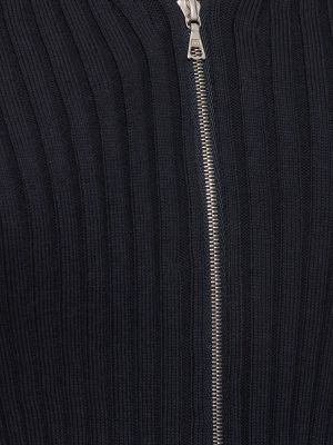 Cardigan con cerniera di cotone in maglia Auralee blu