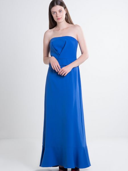 Niebieska sukienka długa Carven