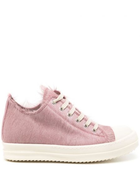 Sneakerși cu șireturi cu blană din dantelă Rick Owens roz