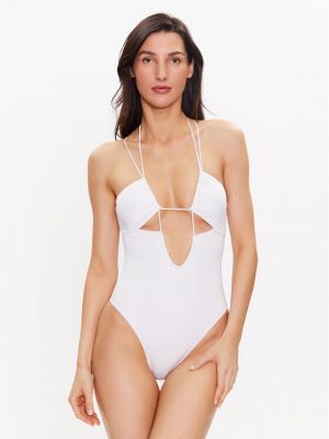 Vientisas maudymosi kostiumėlis Calvin Klein Swimwear balta