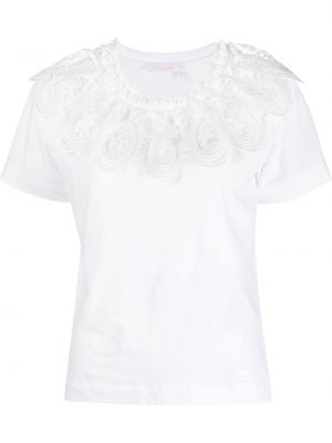 Тениска с дантела See By Chloé бяло
