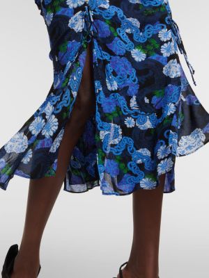 Midi obleka s potiskom z mrežo Diane Von Furstenberg modra