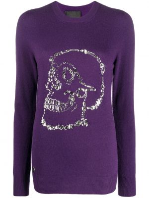 Jersey de tela jersey con apliques Philipp Plein violeta