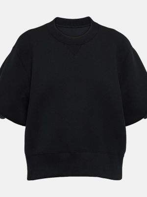 Felpa di cotone in jersey Sacai nero
