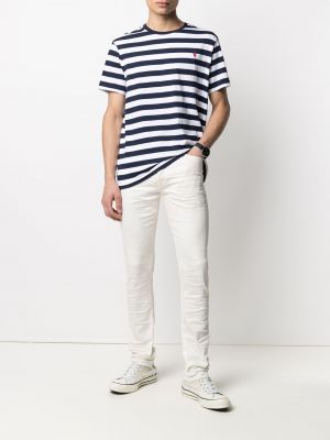 Camiseta con bordado a rayas de punto Polo Ralph Lauren blanco