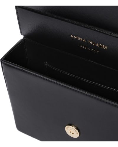 Kožená shopper kabelka Amina Muaddi černá