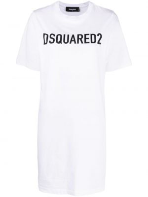 Painettu suora mekko Dsquared2 valkoinen