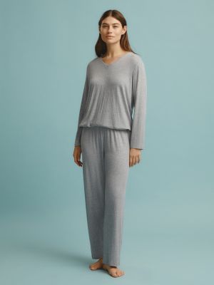 Pijama de tejido jacquard énfasis gris