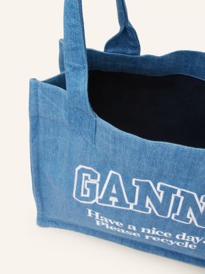 Shopper kabelka Ganni modrá