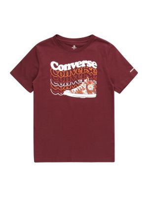 CONVERSE Tricou  portocaliu deschis / roșu bordeaux / negru / alb