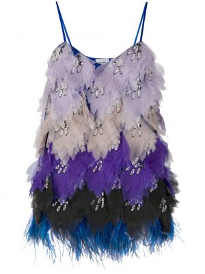 Top con plumas de plumas Emilio Pucci azul