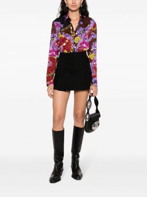 Raštuota džinsiniai marškiniai Versace Jeans Couture violetinė