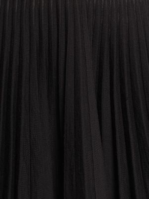 Plisované vlněné mini šaty s dlouhými rukávy Blumarine černé