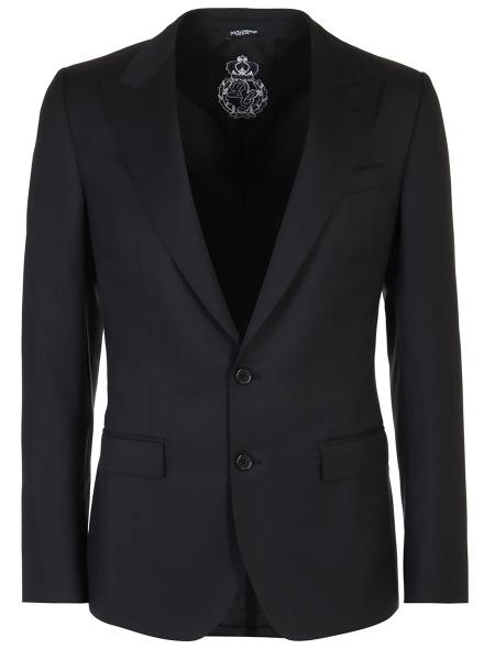 Шелковый шерстяной пиджак Dolce & Gabbana черный