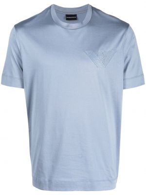 T-shirt mit stickerei aus baumwoll Emporio Armani blau