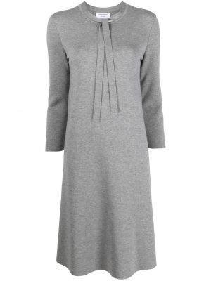 Vlněné pletené šaty s mašlí s dlouhými rukávy Thom Browne