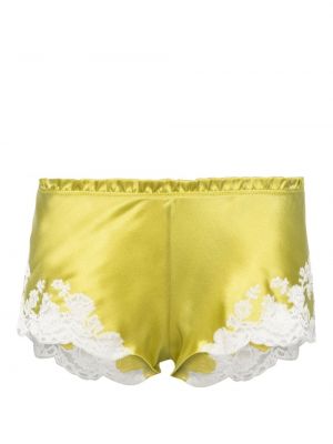 Pantaloni scurți de mătase din dantelă Carine Gilson galben