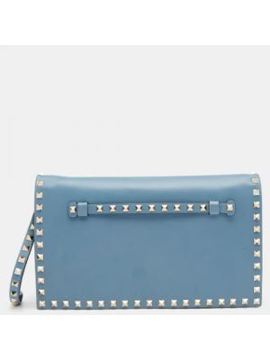Bolso clutch de cuero Valentino Vintage azul