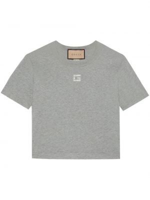 T-shirt con cristalli Gucci grigio