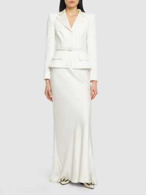 Макси рокля от креп Self-portrait бяло