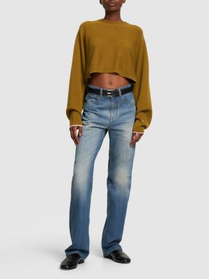 Bavlněné džíny s vysokým pasem Victoria Beckham modré