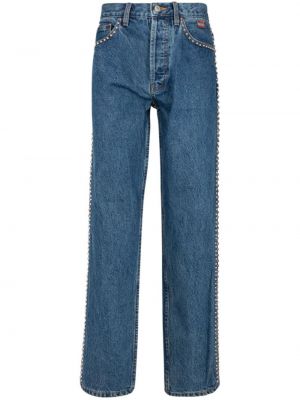 Straight leg jeans con borchie Supreme blu