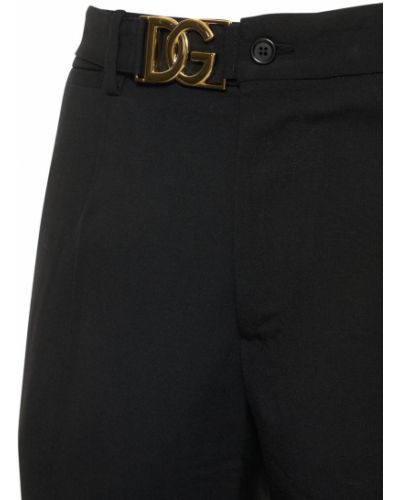Vlnené klasické nohavice Dolce & Gabbana čierna