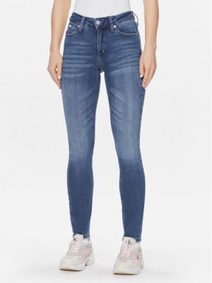 Blugi skinny Calvin Klein Jeans albastru