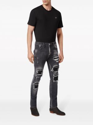 Proste jeansy z dziurami Philipp Plein czarne