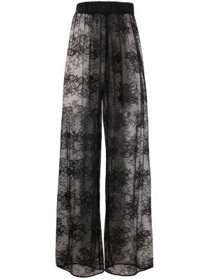 Prozorni hlače s cvetličnim vzorcem s čipko Oseree črna